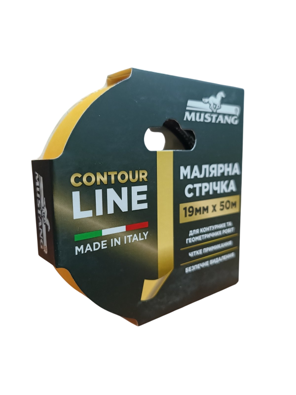 Рисовая малярная лента MUSTANG CONTOUR LINE жолтая 19мм*50м